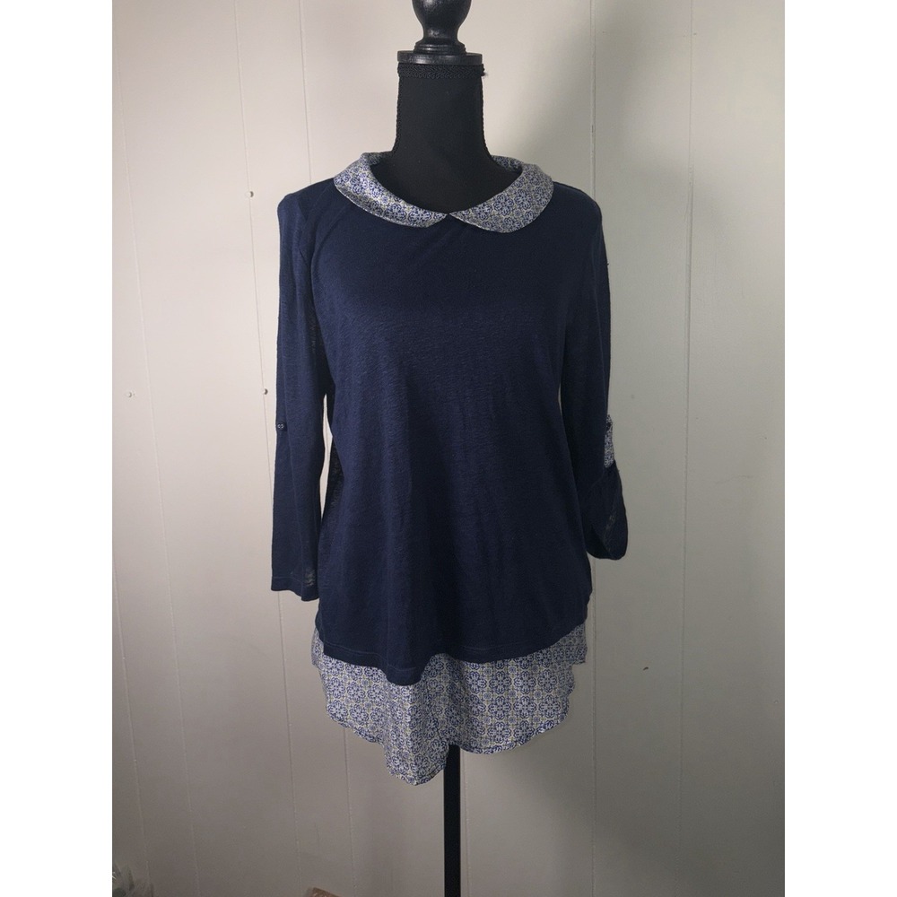 twig & perch linen perer pan collar navy small